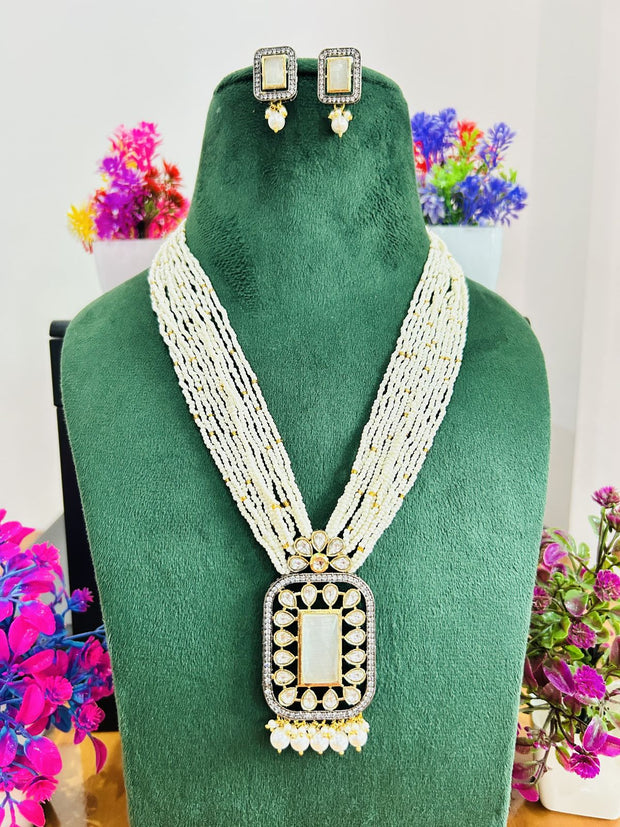 Jadau Kundan Necklace Set (Beads)
