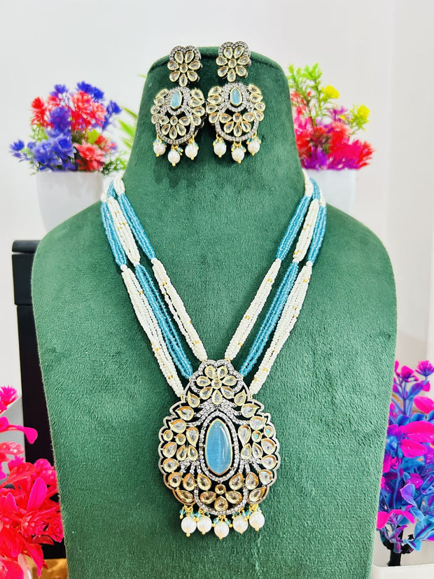 Jadau Kundan Necklace Set (Beads)