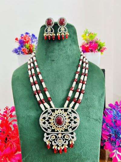 Jadau Kundan Necklace Set (Beads)