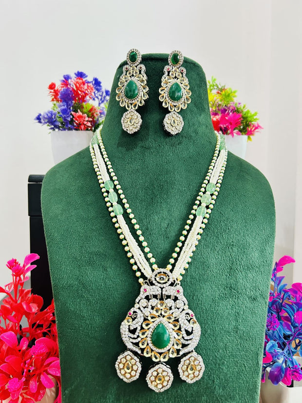 Jadau Kundan Necklace Set (Beads)